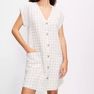 Lou & Grey 100% linen plaid button-down dress size small